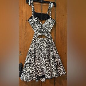 Bec + Bridge Black and White Cut Out Pleated Cocktail Dress